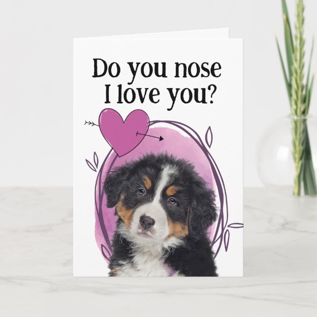Bernese Mountain Dog Customised Valentine's Day  Holiday Card (Front)
