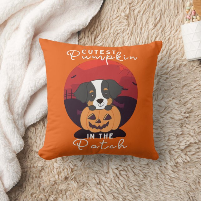 Bernese Mountain Dog Cutest Pumpkin In The Patch Cushion (Blanket)