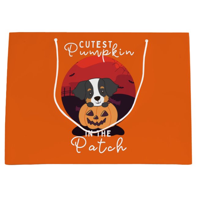 Bernese Mountain Dog Cutest Pumpkin In The Patch Large Gift Bag (Front)