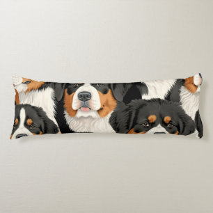 Bernese Mountain Dog Decorative Seamless Pattern Body Cushion