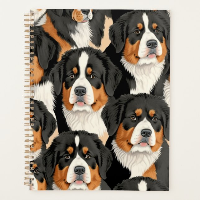 Bernese Mountain Dog Decorative Seamless Pattern Planner (Front)