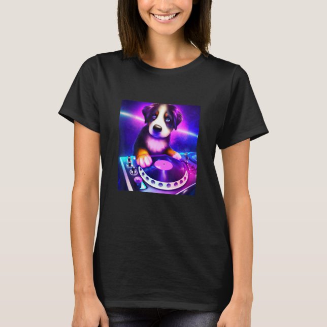 Bernese Mountain dog DJ Vaporwave  Aesthetic Boys  T-Shirt (Front)