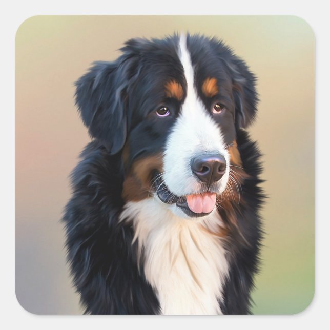 “bernese mountain dog”,dog,puppy,silhouette,name,p square sticker (Front)