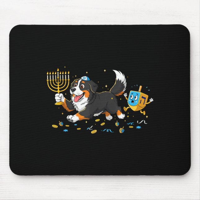 Bernese Mountain Dog Dreidel Menorah Hanukkah Wome Mouse Mat (Front)