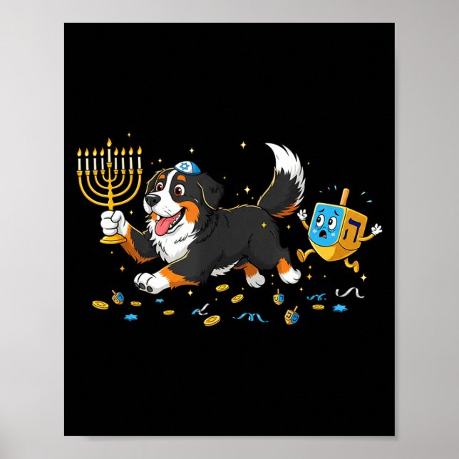 Bernese Mountain Dog Dreidel Menorah Hanukkah Wome Poster (Front)