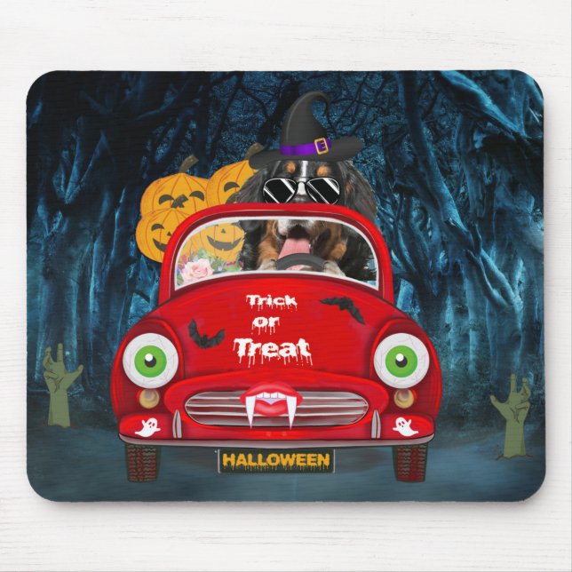 Bernese Mountain Dog Driving Car Scary Halloween  Mouse Mat (Front)