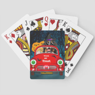 Bernese Mountain Dog Driving Car Scary Halloween Playing Cards