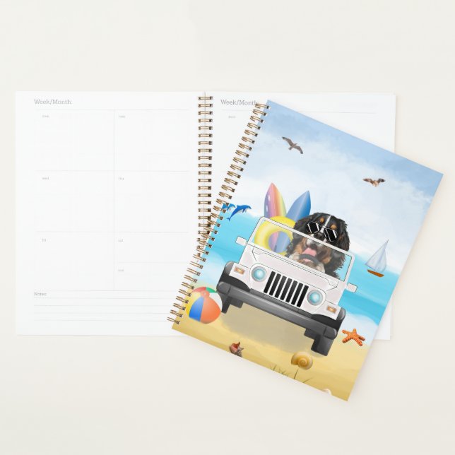 bernese mountain Dog Driving on Beach Planner (Display)