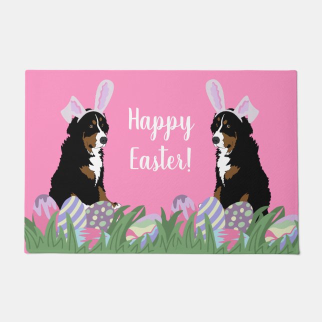 Bernese Mountain Dog Easter Doormat (Front)