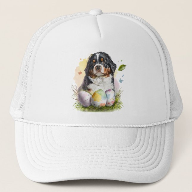 Bernese Mountain Dog Easter Egg, Bernese Easter Trucker Hat (Front)