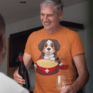 Bernese Mountain Dog Eating Fondue T-Shirt