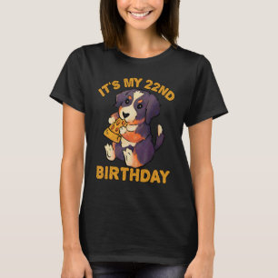 Bernese Mountain Dog Eating Pizza It's My 22nd Bir T-Shirt