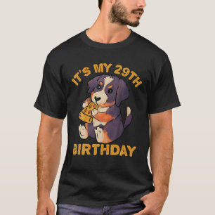 Bernese Mountain Dog Eating Pizza It's My 29Th Bir T-Shirt