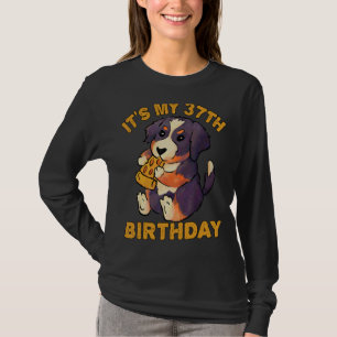 Bernese Mountain Dog Eating Pizza It's My 37th Bir T-Shirt