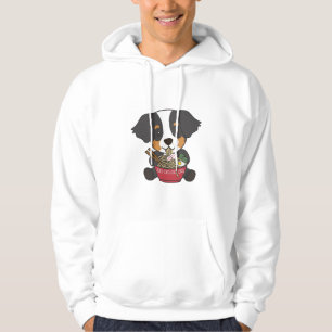 Bernese Mountain Dog Eating Ramen Sweet Kawaii Hoodie