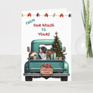 Bernese Mountain Dog Farm Truck Christmas Card