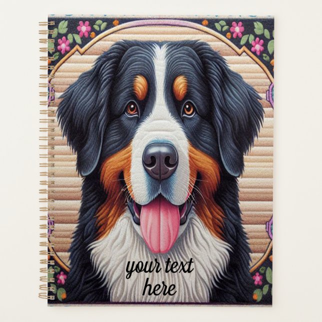Bernese Mountain Dog Floral Colourful Border Planner (Front)