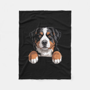 Bernese Mountain Dog Funny Peeking Cket Berner Pup Fleece Blanket