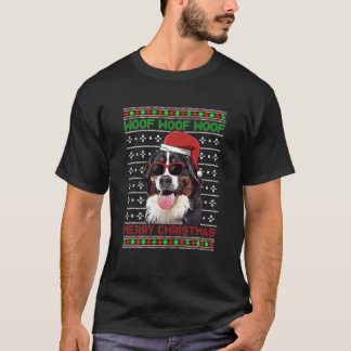 Bernese Mountain Dog Funny Woof Merry Christmas T-Shirt
