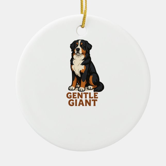Bernese Mountain Dog Gentle Giant. Ceramic Tree Decoration (Front)