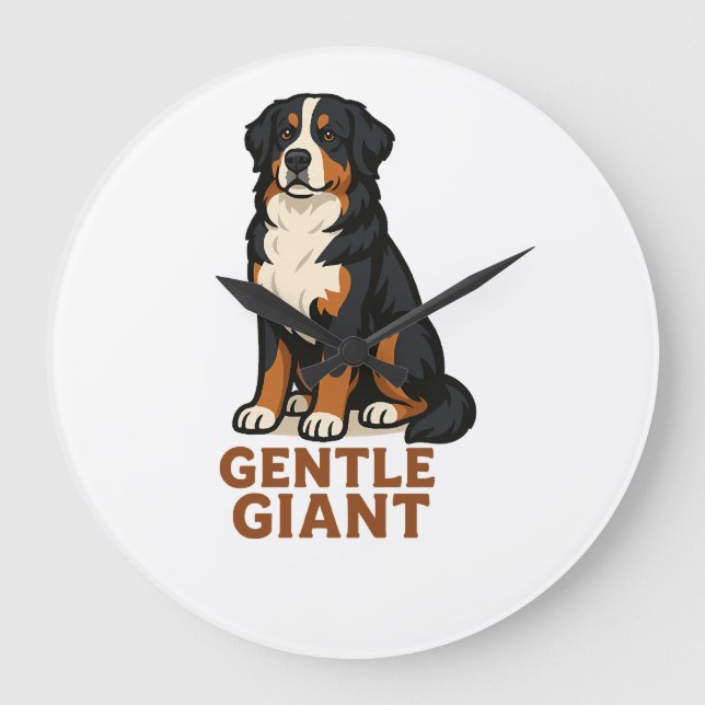 Bernese Mountain Dog Gentle Giant. Large Clock (Front)