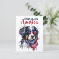Bernese Mountain Dog, God Bless America Postcard