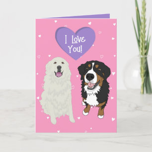 Bernese Mountain Dog Great Pyrenees Valentines Day Thank You Card