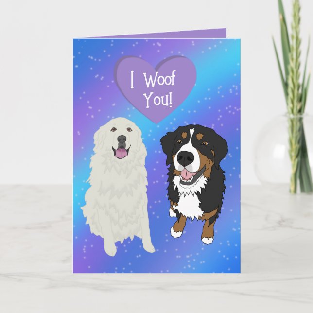 Bernese Mountain Dog Great Pyrenees Valentines Thank You Card (Front)