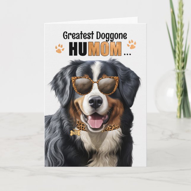 Bernese Mountain Dog Greatest HuMOM Mother's Day Holiday Card (Front)