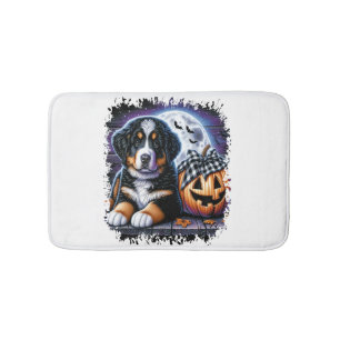 Bernese Mountain Dog Halloween Bath Mat