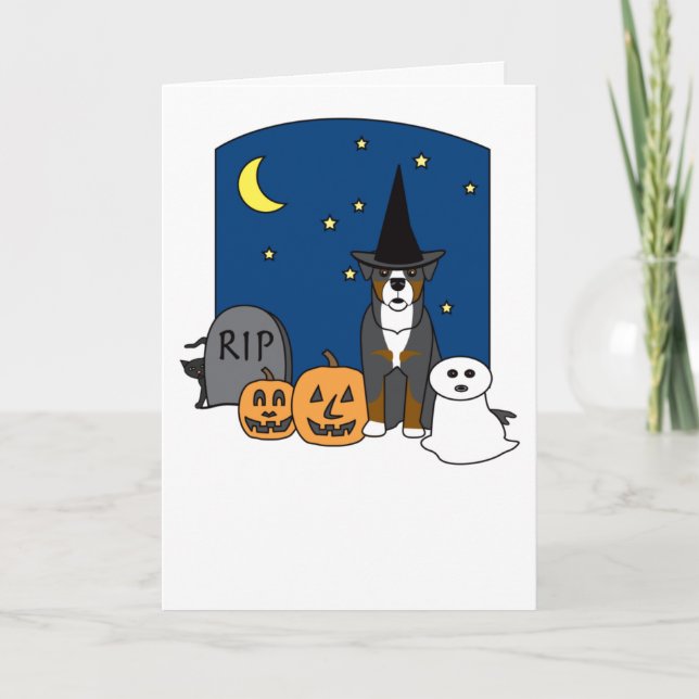 Bernese Mountain Dog Halloween Card (Front)