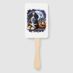 Bernese Mountain Dog Halloween Hand Fan
