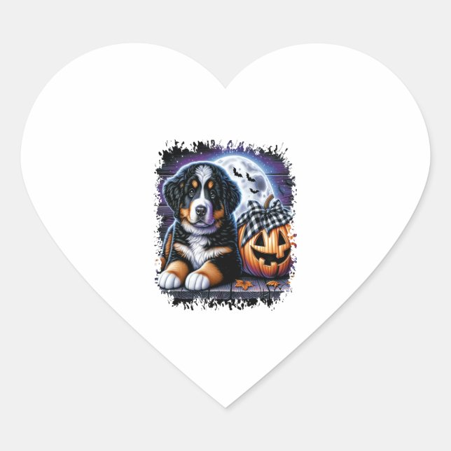 Bernese Mountain Dog Halloween Heart Sticker (Front)