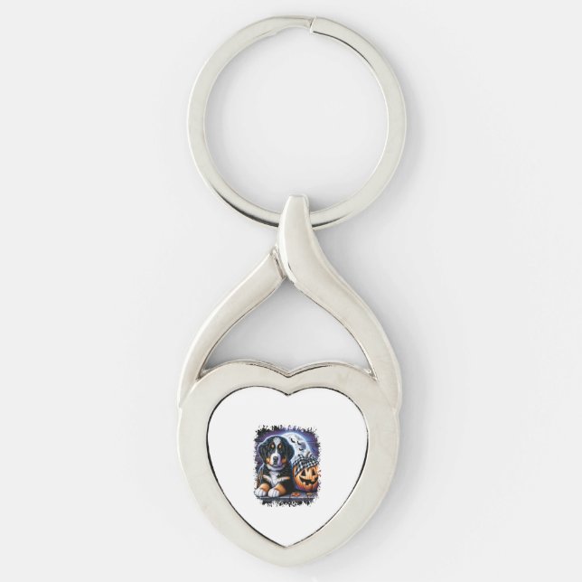 Bernese Mountain Dog Halloween Key Ring (Front)