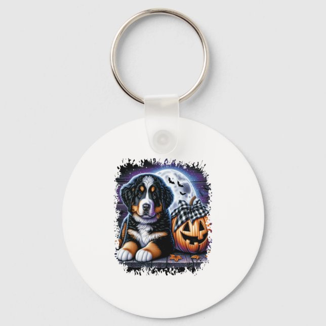 Bernese Mountain Dog Halloween Key Ring (Front)