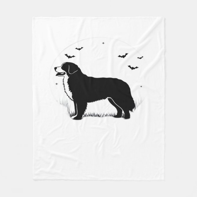 Bernese Mountain Dog – Halloween Moon Silhouette O Fleece Blanket (Front)