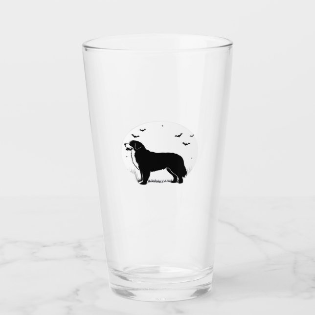 Bernese Mountain Dog � Halloween Moon Silhouette O Glass (Front)