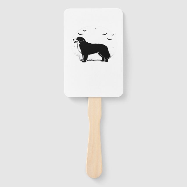 Bernese Mountain Dog � Halloween Moon Silhouette O Hand Fan (Front)