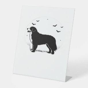 Bernese Mountain Dog � Halloween Moon Silhouette O Pedestal Sign