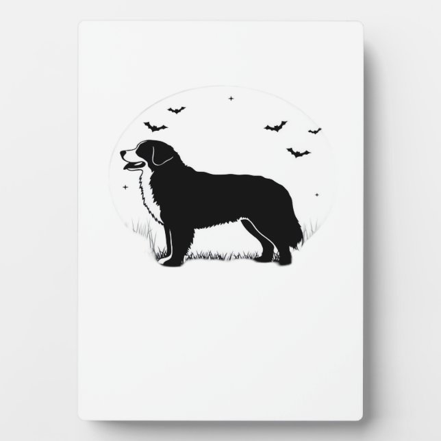 Bernese Mountain Dog � Halloween Moon Silhouette O Plaque (Front)