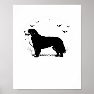 Bernese Mountain Dog – Halloween Moon Silhouette O Poster