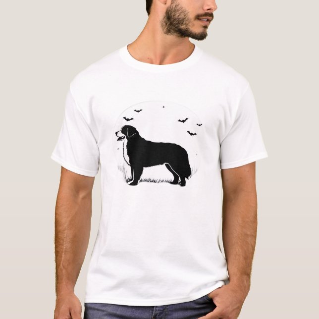 Bernese Mountain Dog � Halloween Moon Silhouette O T-Shirt (Front)
