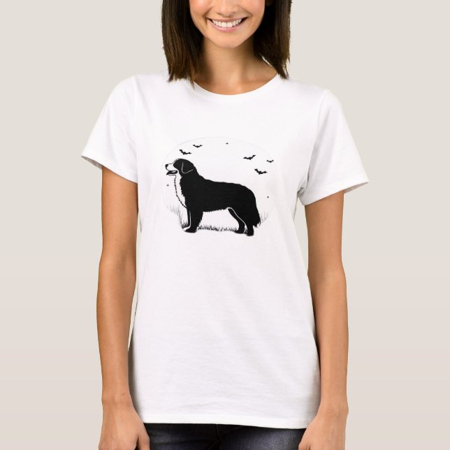 Bernese Mountain Dog � Halloween Moon Silhouette O T-Shirt (Front)