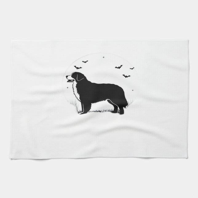 Bernese Mountain Dog � Halloween Moon Silhouette O Tea Towel (Horizontal)