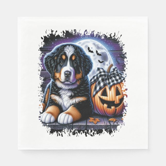 Bernese Mountain Dog Halloween Napkin (Front)