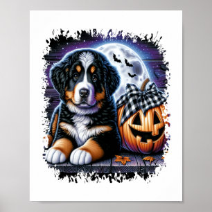 Bernese Mountain Dog Halloween Poster