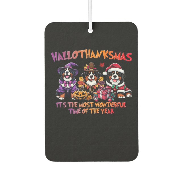 Bernese Mountain Dog Halloween Thanksgiving Christ Car Air Freshener (Front)