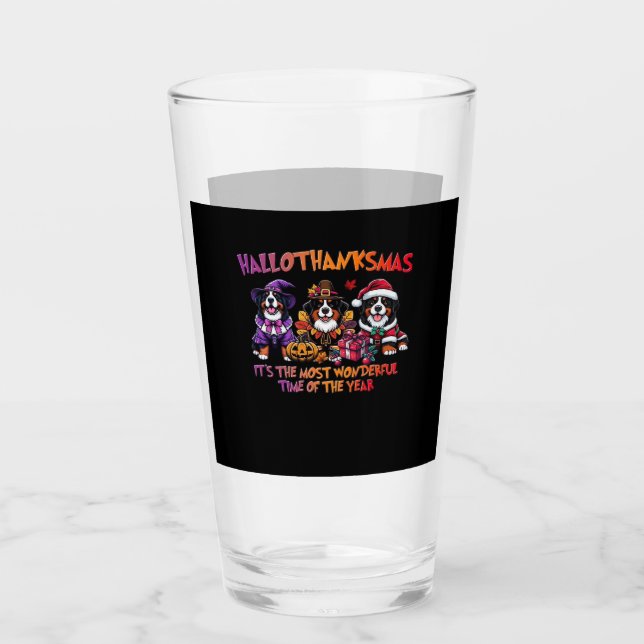 Bernese Mountain Dog Halloween Thanksgiving Christ Glass (Front)