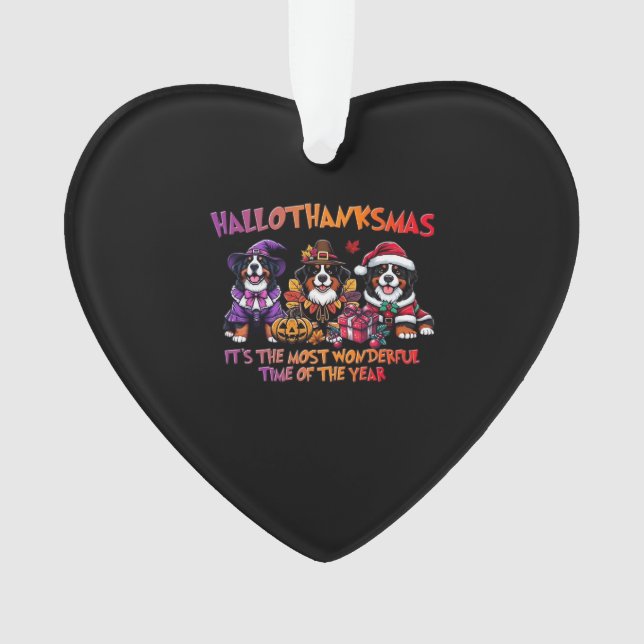 Bernese Mountain Dog Halloween Thanksgiving Christ Ornament (Front)