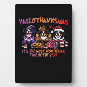 Bernese Mountain Dog Halloween Thanksgiving Christ Plaque